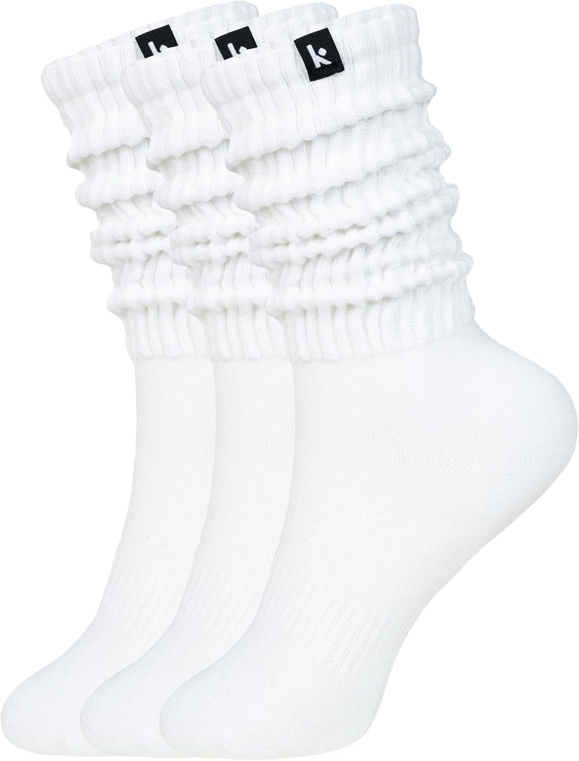 Scrunch Boot Socks for Women, Long Cozy Slouch Crew, 3 Pairs