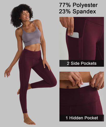 Anti-Nail Leggings for Women, Non-See-Through Yoga Pants with Phone Pockets, Tummy Control Full-Length/Capri Tights