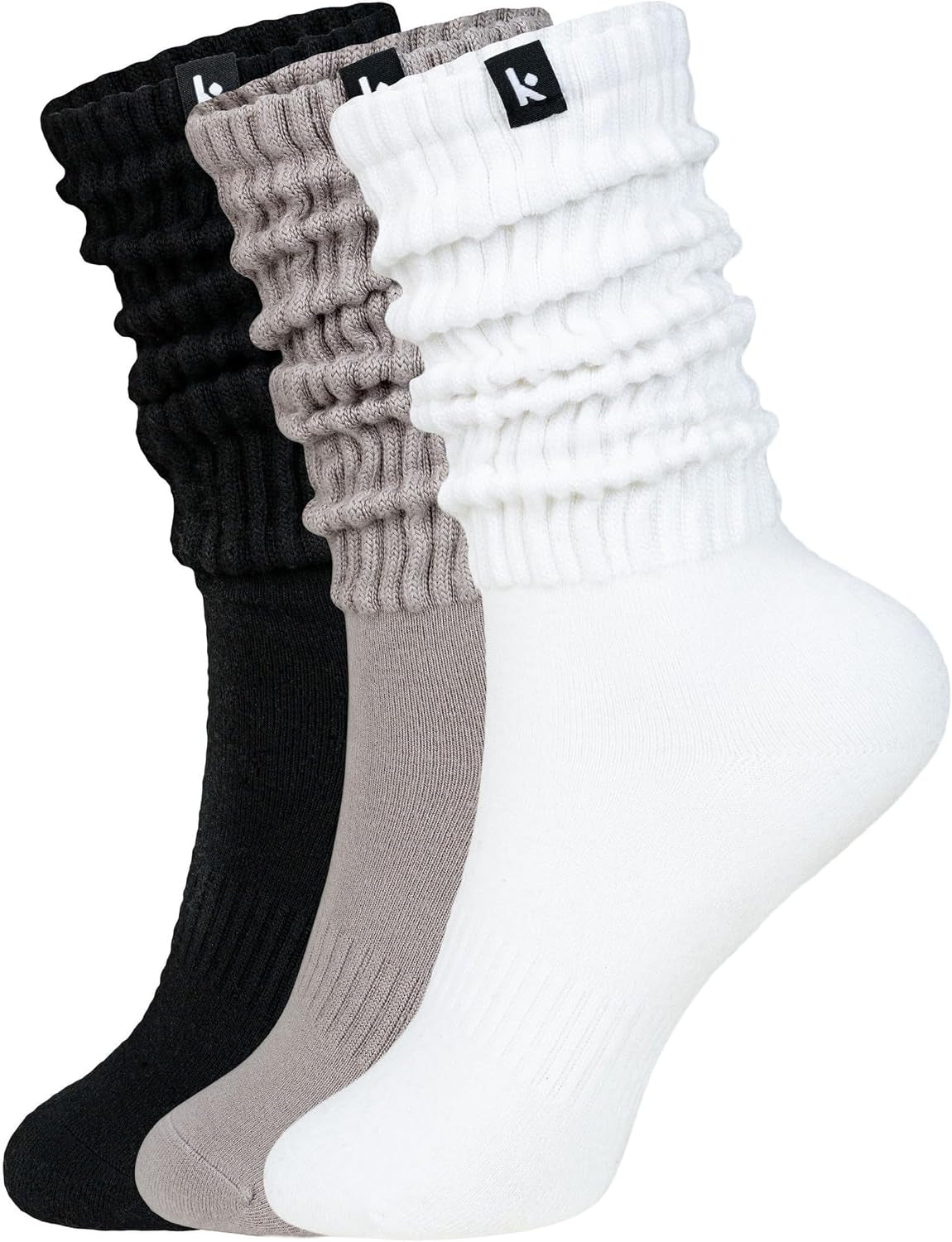 Scrunch Boot Socks for Women, Long Cozy Slouch Crew, 3 Pairs