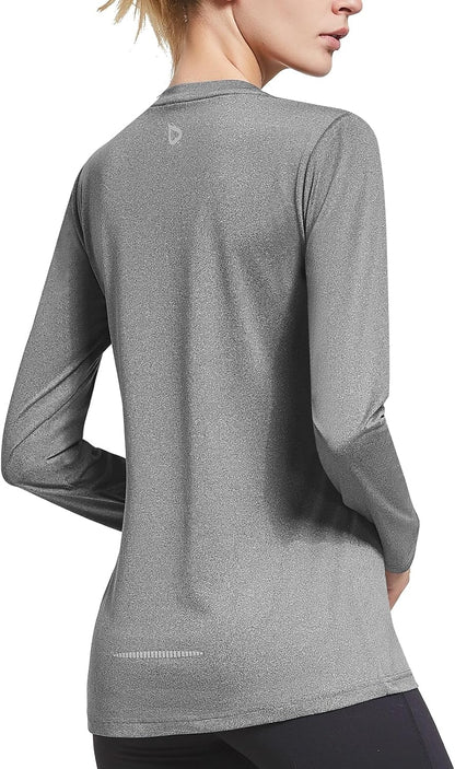 Long Sleeve Workout Tops for Women Running Shirts Quick Dry Athletic