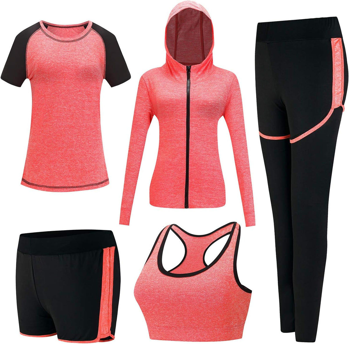 5 Piece Matching Workout Sets for Women Yoga Gym Athletic Pilates Outfits