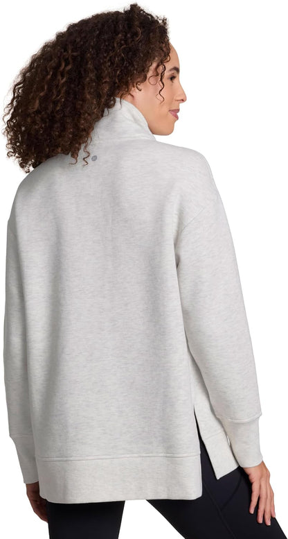 Active Women'S Lightweight Mock Neck Fleece 1/4 Zip Sweatshirt with Pockets