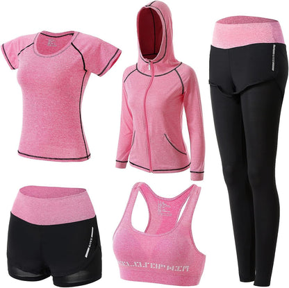 5 Piece Matching Workout Sets for Women Yoga Gym Athletic Pilates Outfits