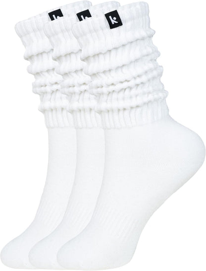 Scrunch Boot Socks for Women, Long Cozy Slouch Crew, 3 Pairs