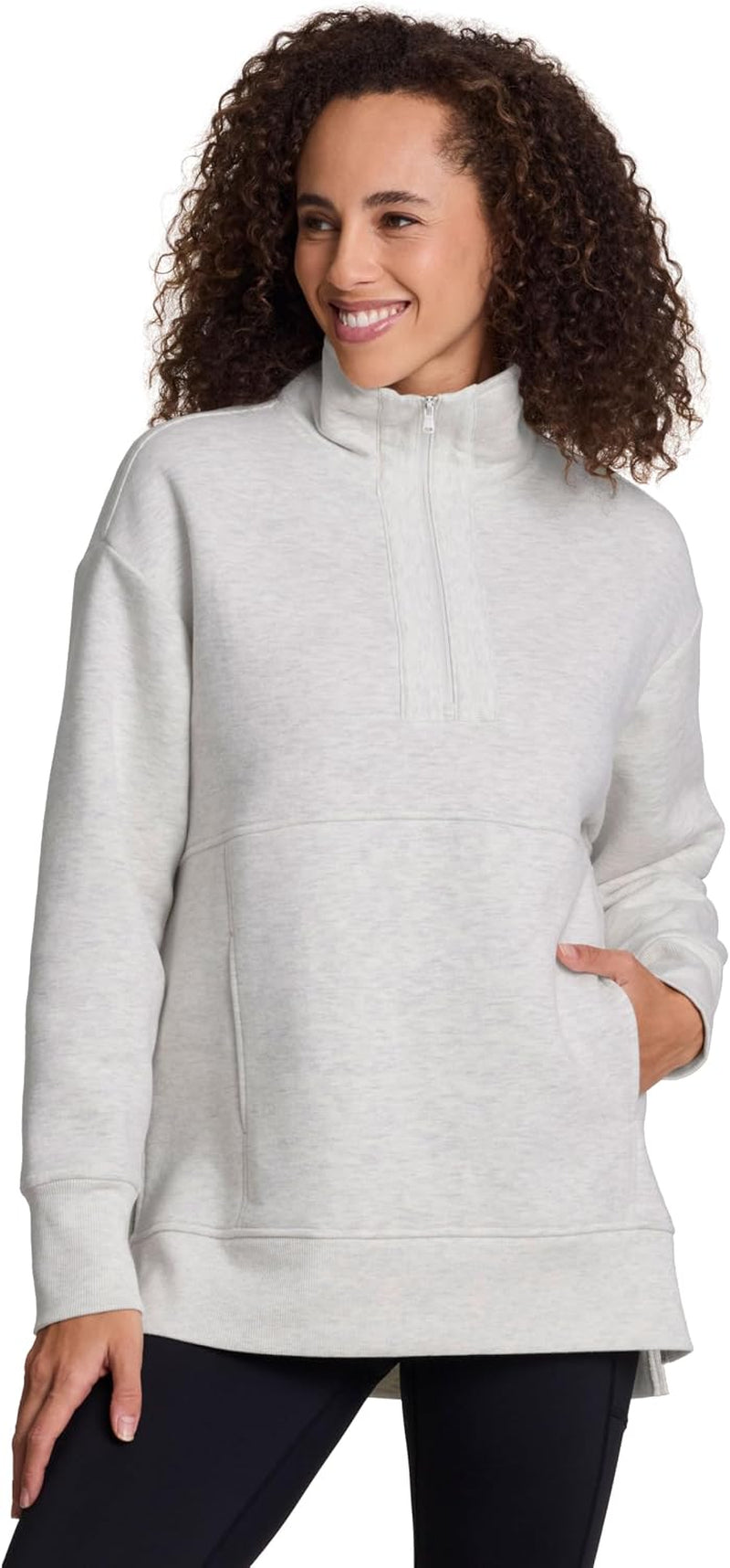 Active Women'S Lightweight Mock Neck Fleece 1/4 Zip Sweatshirt with Pockets