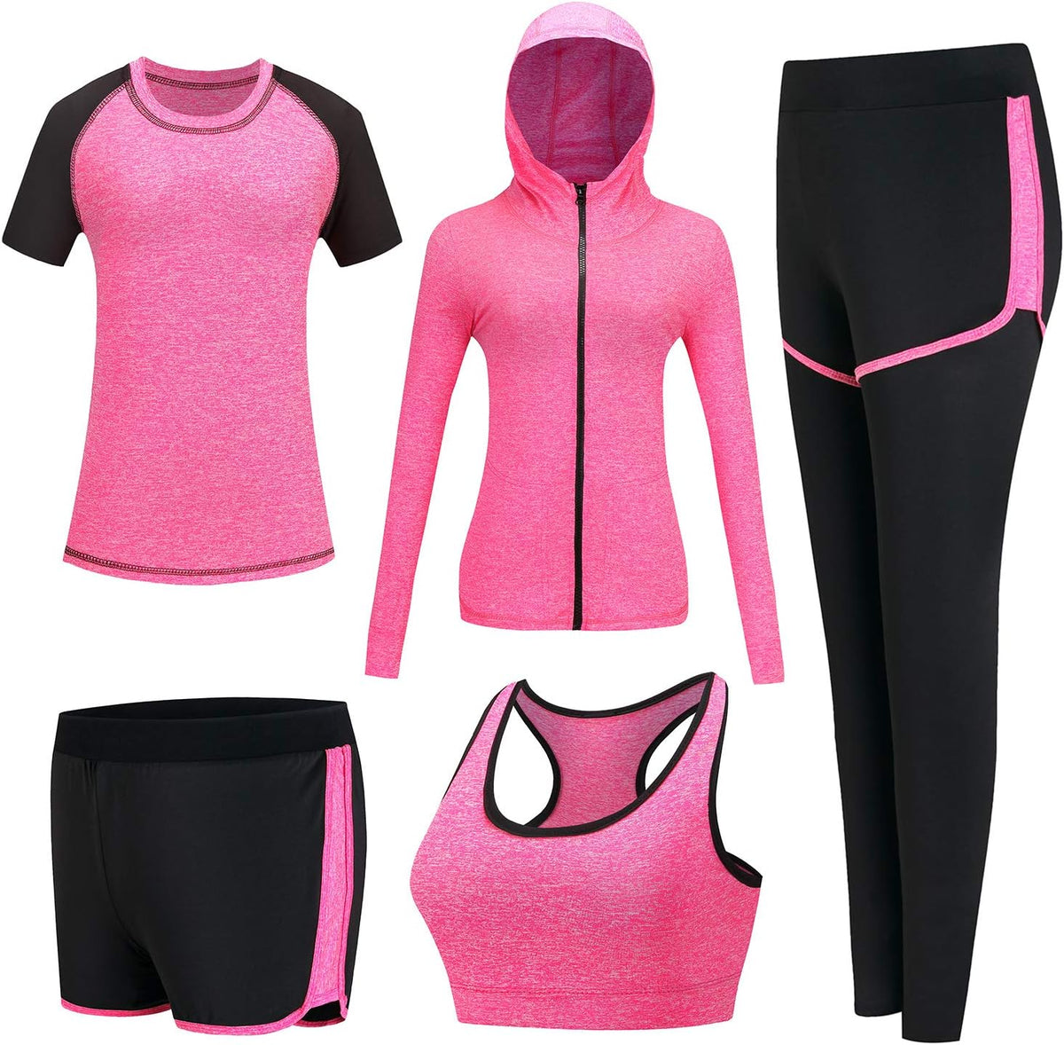5 Piece Matching Workout Sets for Women Yoga Gym Athletic Pilates Outfits