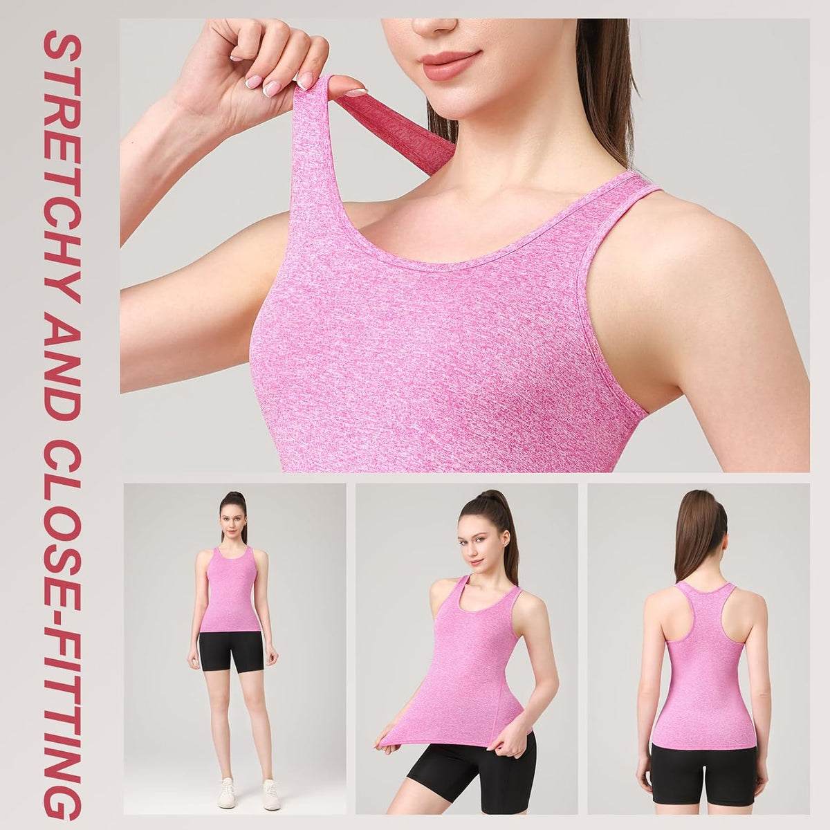 Workout Tank Tops for Women 3Pack Athletic Racerback Sports Compression Sleeveless Dry Fit Shirts
